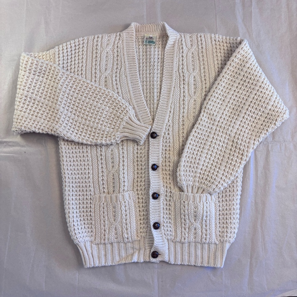 Men's Cream Cardigan Sweater